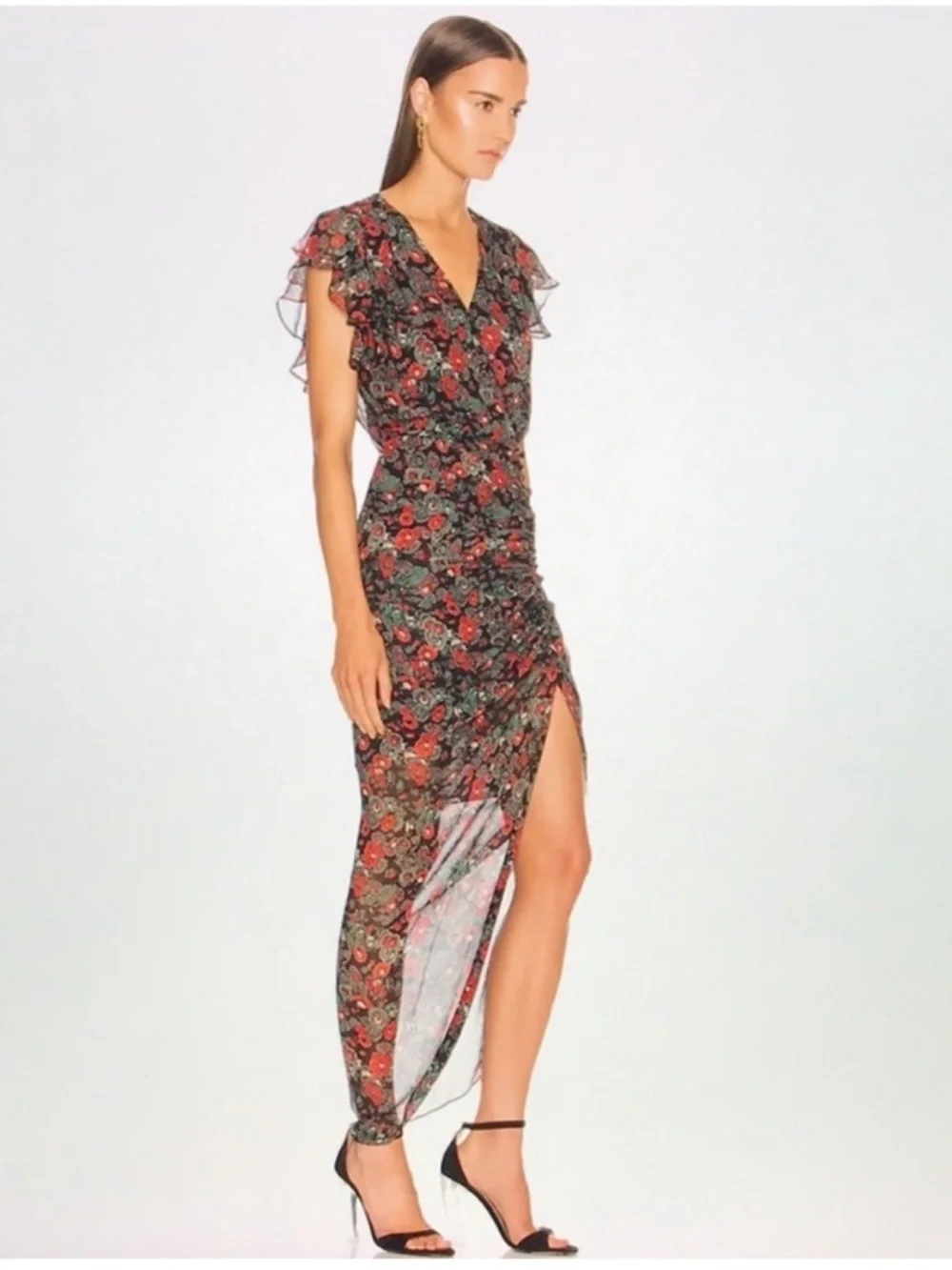 Veronica Beard Cecile Ruched Floral Silk Dress size 4